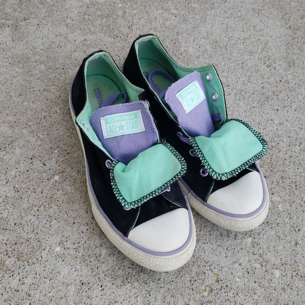 Converse Canvas Double Tongue Sneakers Classic All Star Size 4 Youth 6 Womens - Picture 2 of 16